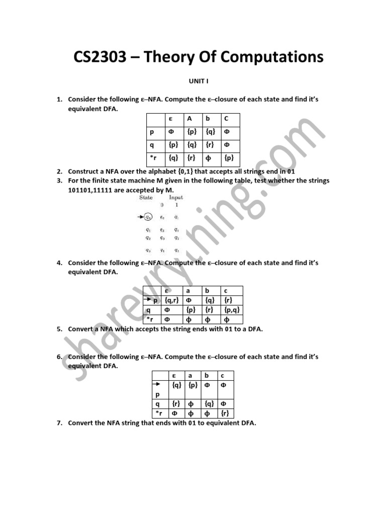 cs2303 theory of computation lecture notes